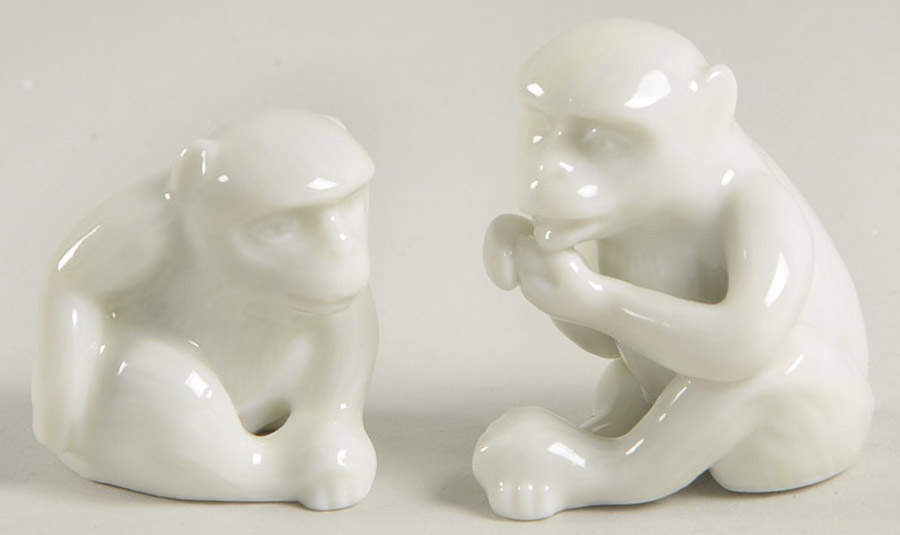 Fitz & Floyd Figurines Monkeys-White (Set Of 2) - No Box by Fitz & Floyd-1