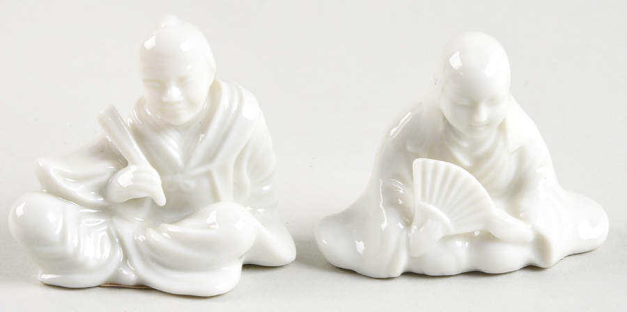 Fitz & Floyd Figurines Oriental Man/Woman Sitting-White - No Box by Fitz & Floyd-1