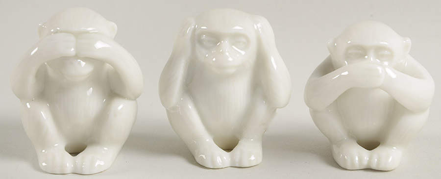 Fitz & Floyd Figurines Monkeys-Hear/See/Speak No Evil-White - No Box by Fitz & Floyd-1