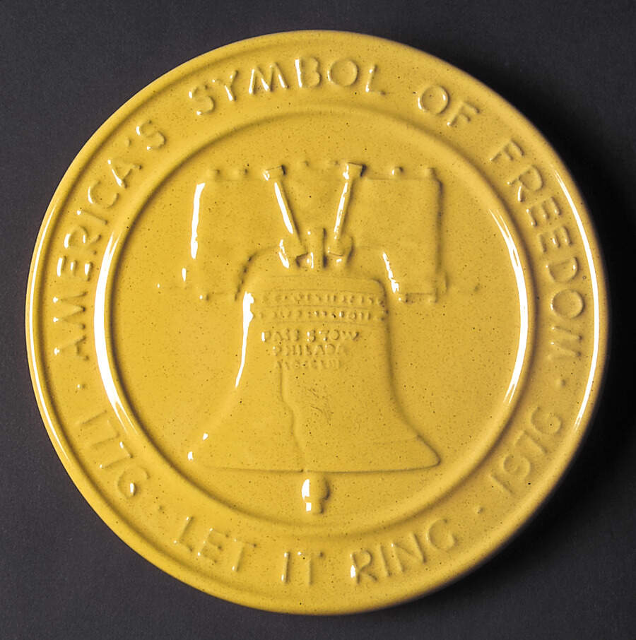 Bicentennial Trivet Liberty Bell-Yellow - No Box by Frankoma-1