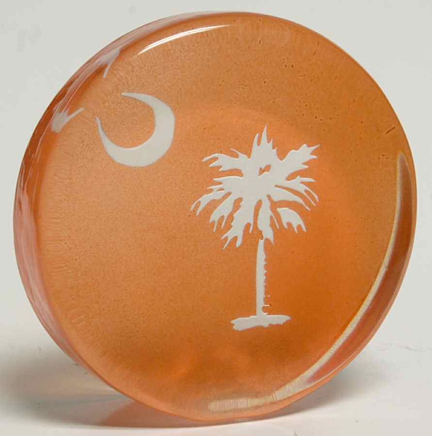 Fenton Crystal Giftware South Carolina Paperweight-Orange - No Box by Fenton-1