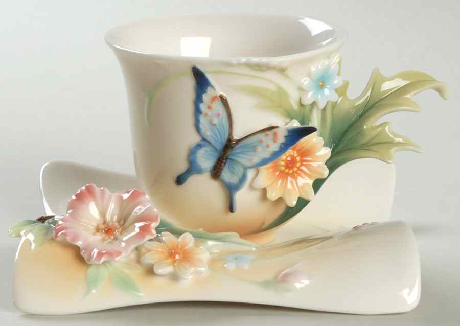 Fluttering Beauty Cup & Saucer Set - No Box by Franz Collection-1