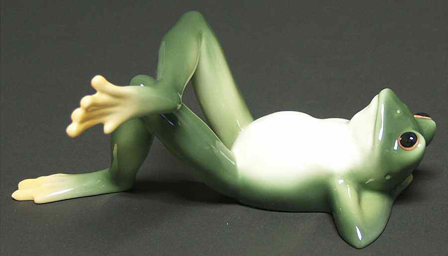 Amphibia Collection Frog Lying On Back Figurine - Boxed by Franz Collection-1