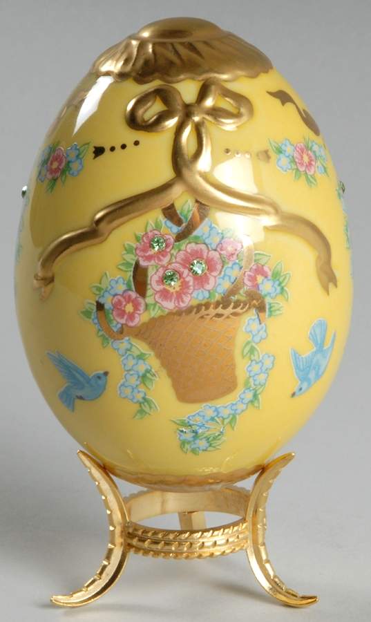 Faberge Imperial Jeweled Egg Collection Basket Of Gold-Yellow - No Box by Franklin Mint-1