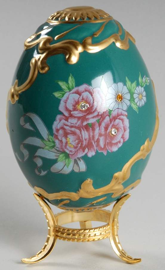 Faberge Imperial Jeweled Egg Collection Winter Palace Rose-Teal - No Box by Franklin Mint-1
