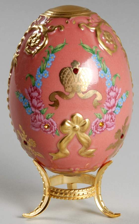 Faberge Imperial Jeweled Egg Collection Coronation Crown-Salmon - No Box by Franklin Mint-1