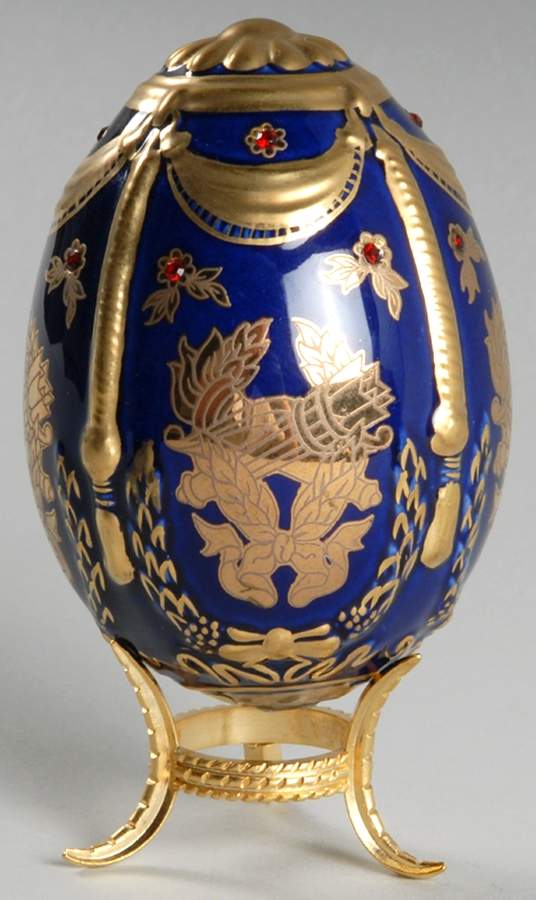 Faberge Imperial Jeweled Egg Collection Heritage Of The Czars-Blue & Gold - No Box by Franklin Mint-1