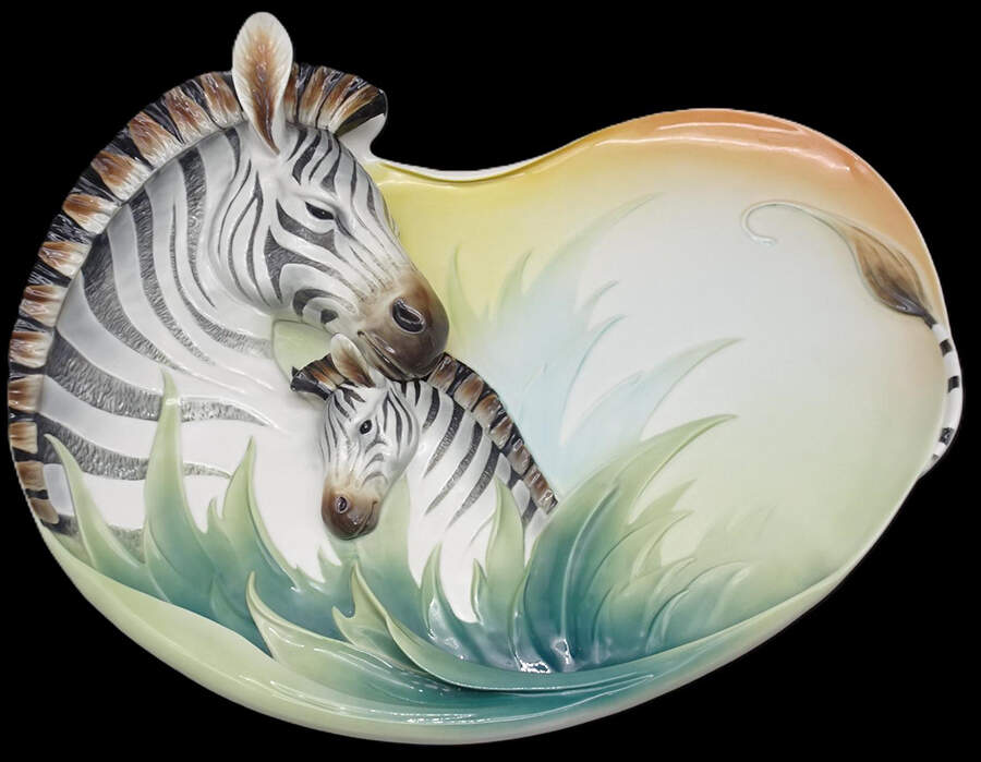 Jungle Beauties-Safari Zebra Large Ornamental Platter - Boxed by Franz Collection-1