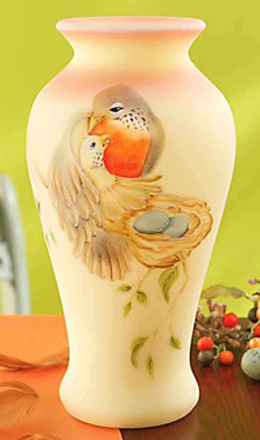 Fenton-Lenox Exclusives Burmese Robin Vase - Boxed by Fenton-1