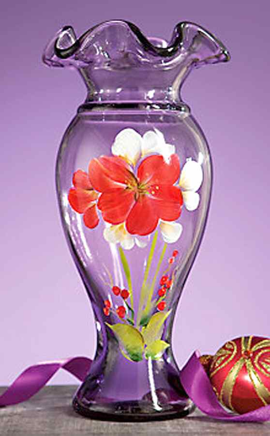 Fenton-Lenox Exclusives Violet Vase With Amaryllis - Boxed by Fenton-1