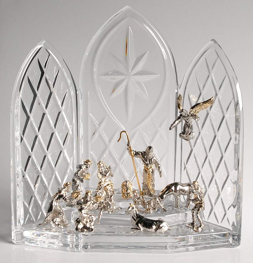 House of Faberge Nativity-Crystal, Silver, Gold Nativity In Crystal, Gold, Silver - No Box by Franklin Mint-1