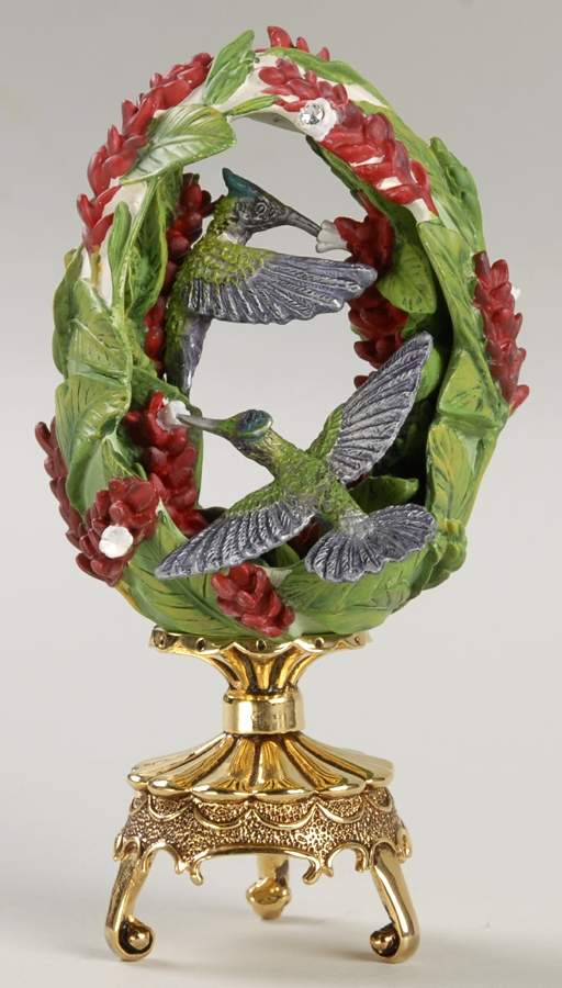 Jeweled Beauties of the Garden Egg Red Ginger Garden - No Box by Franklin Mint-1