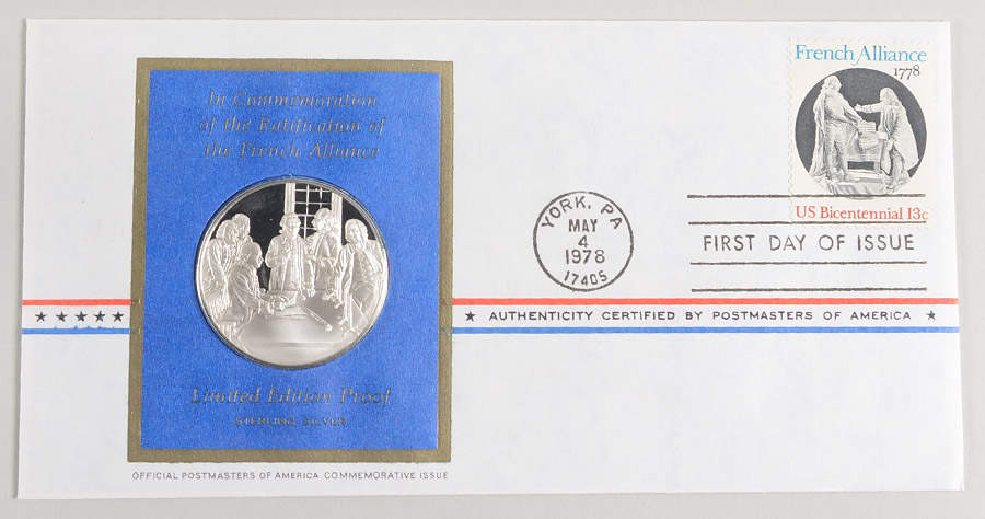 Postmasters of America Alliance With France,200th Anniversary - No Box by Franklin Mint-1