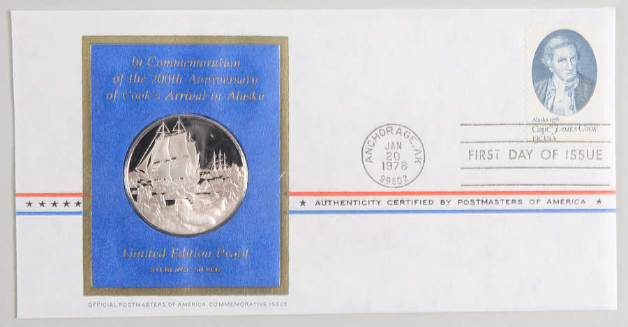 Postmasters of America Cook's Arrival In Alaska,200th Anniversa - No Box by Franklin Mint-1