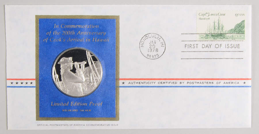 Postmasters of America Cook's Arrival In Hawaii,200th Anniversa - No Box by Franklin Mint-1