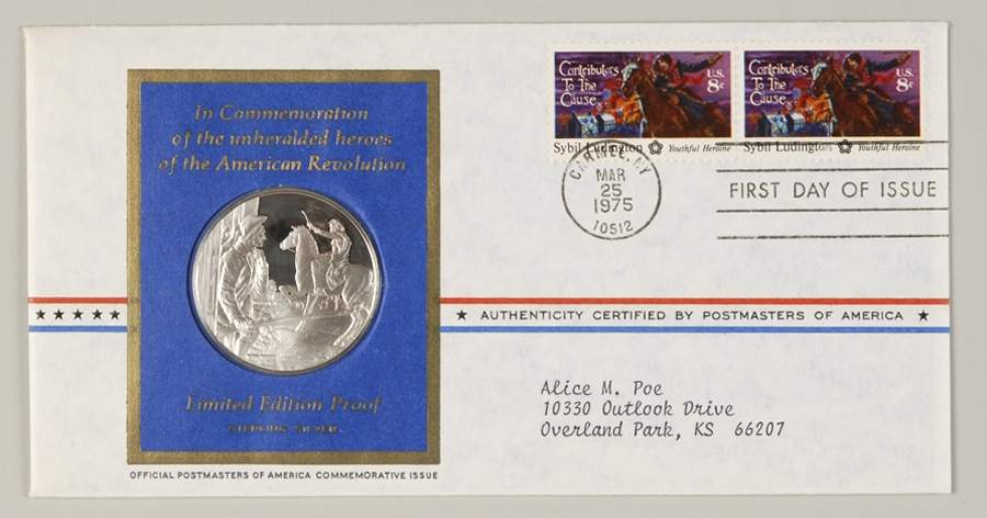 Postmasters of America Contr's To The Cause, Sybil Ludington - No Box by Franklin Mint-1
