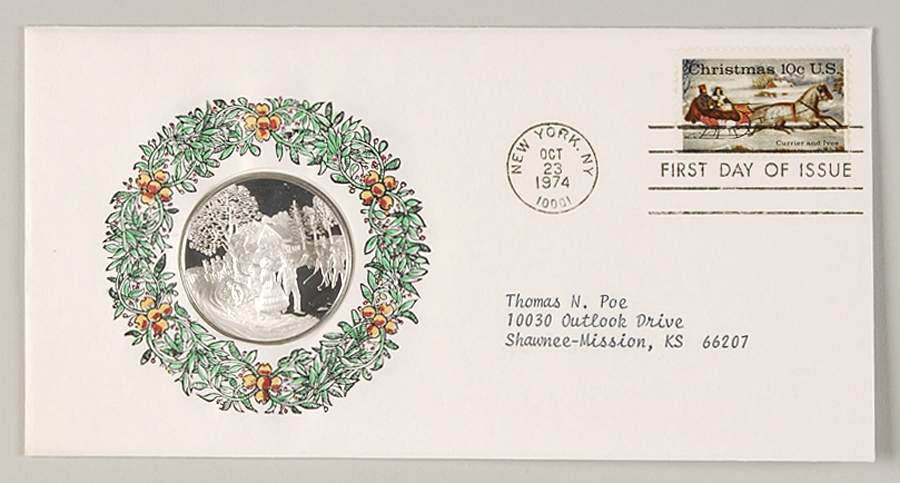 Postmasters of America Christmas, 1974 Currier And Ives - No Box by Franklin Mint-1