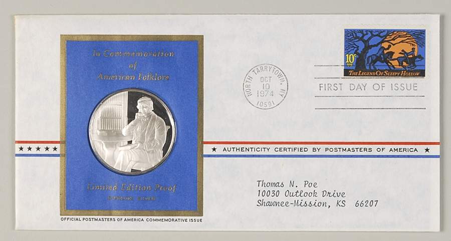 Postmasters of America American Folklore-Washington Irving - No Box by Franklin Mint-1