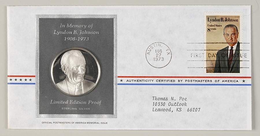 Postmasters of America Lyndon B. Johnson Memorial-36th Presiden - No Box by Franklin Mint-1