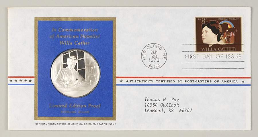 Postmasters of America American Novelist, Willa Cather - No Box by Franklin Mint-1