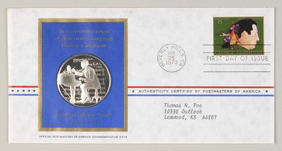 Postmasters of America American Composer, George Gershwin - No Box by Franklin Mint-1
