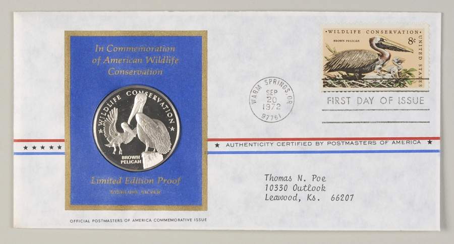 Postmasters of America Wildlife Conserv-Brown Pelican - No Box by Franklin Mint-1