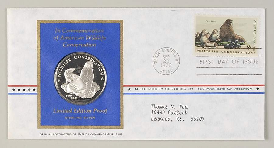 Postmasters of America Wildlife Conserv- The Fur Seal - No Box by Franklin Mint-1