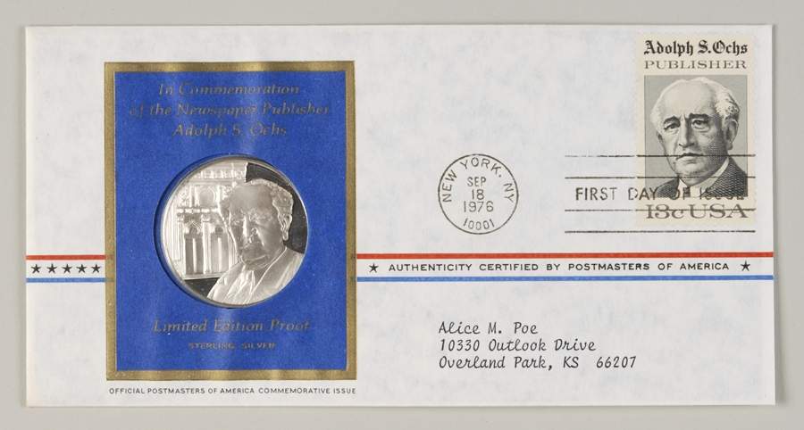 Postmasters of America Adolph S. Ochs - No Box by Franklin Mint-1