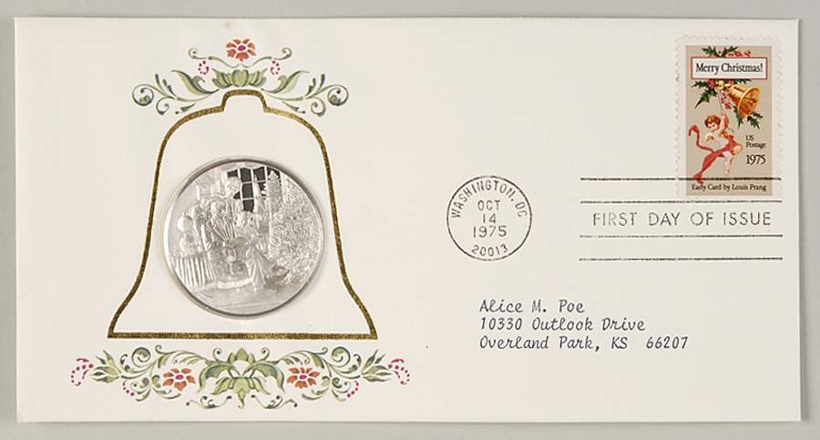Postmasters of America Christmas, 1975, Louis Prang Card - No Box by Franklin Mint-1