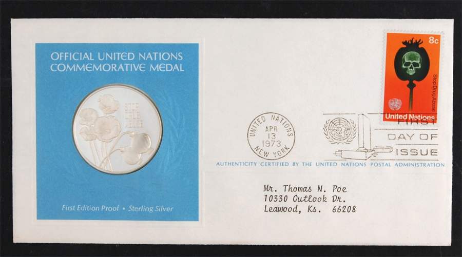 United Nations Stop Drug Abuse - No Box by Franklin Mint-1