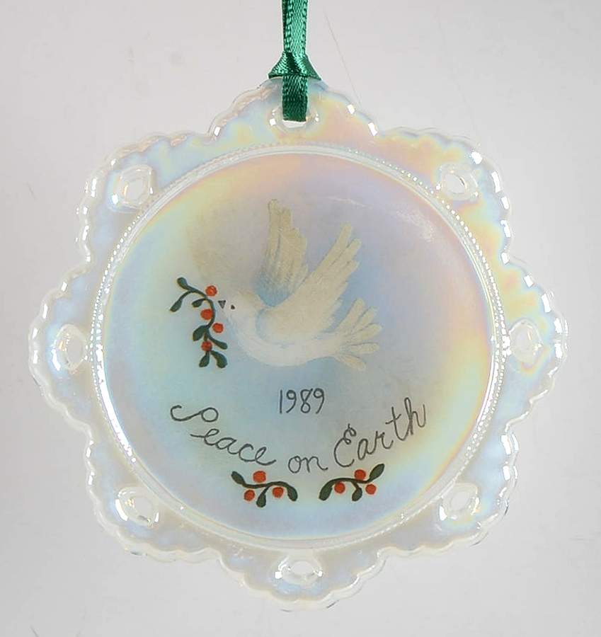 FENton Christmas Ornaments Peace On Earth-Dove With Branch - Boxed by Fenton-1