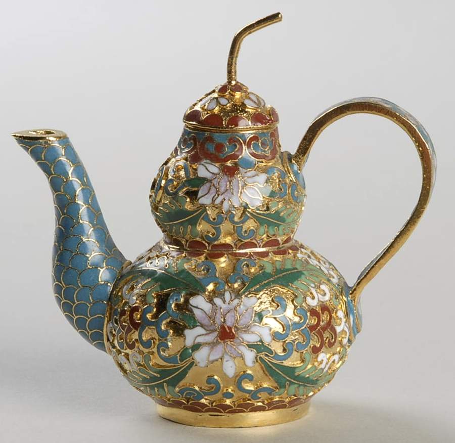 Jewels of the Ming Dynasty Bottle Gourd Teapot - No Box by Franklin Mint-1