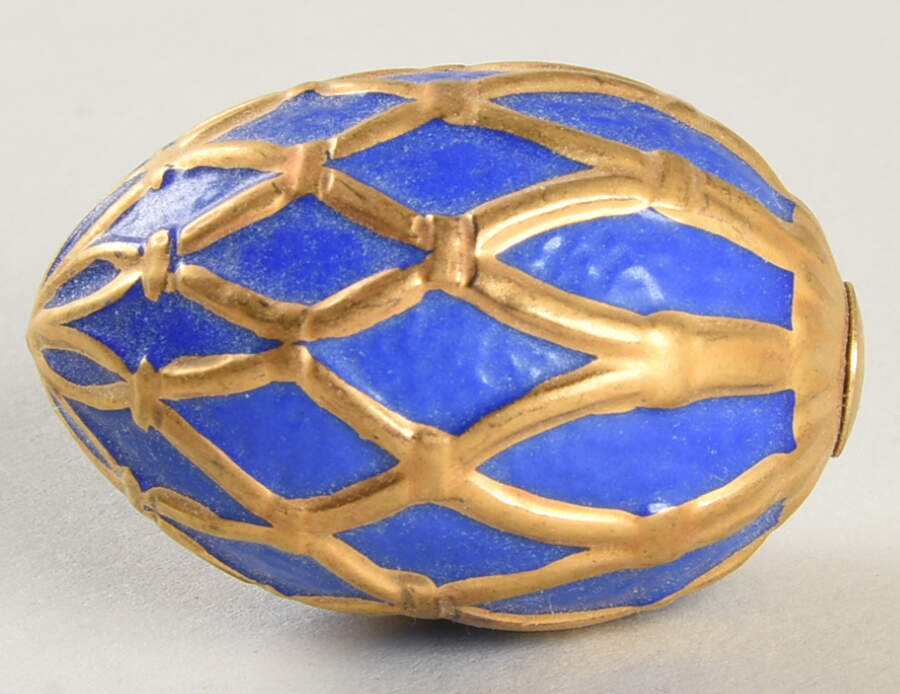 Seasons of Faberge Spring Egg - Blue - No Box by Franklin Mint-1