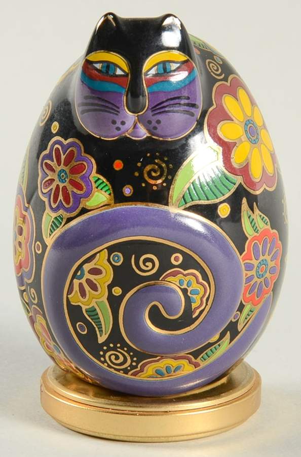 Laurel Burch Feline Eggs Flowering Feline - Boxed by Franklin Mint-1