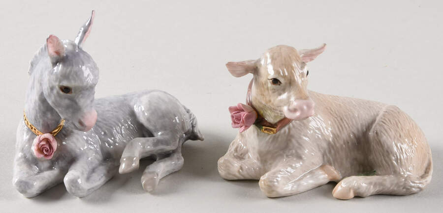 Capodimonte Rose Donkey & Cow - No Box by Franklin Mint-1
