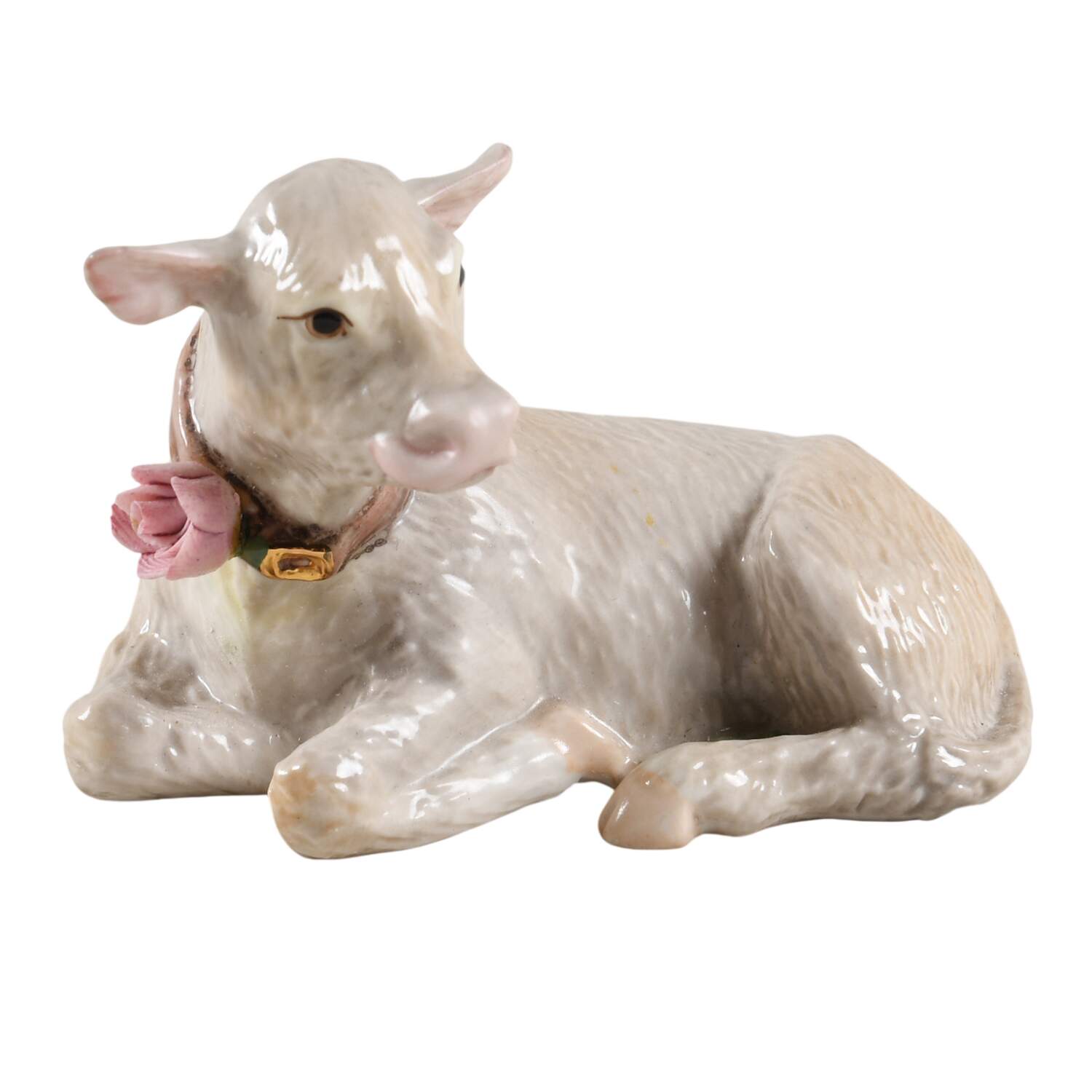 Capodimonte Rose Cow - No Box by Franklin Mint-1