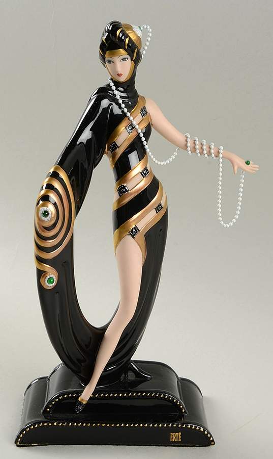 House of Erte' Pearls & Emeralds - No Box by Franklin Mint-1