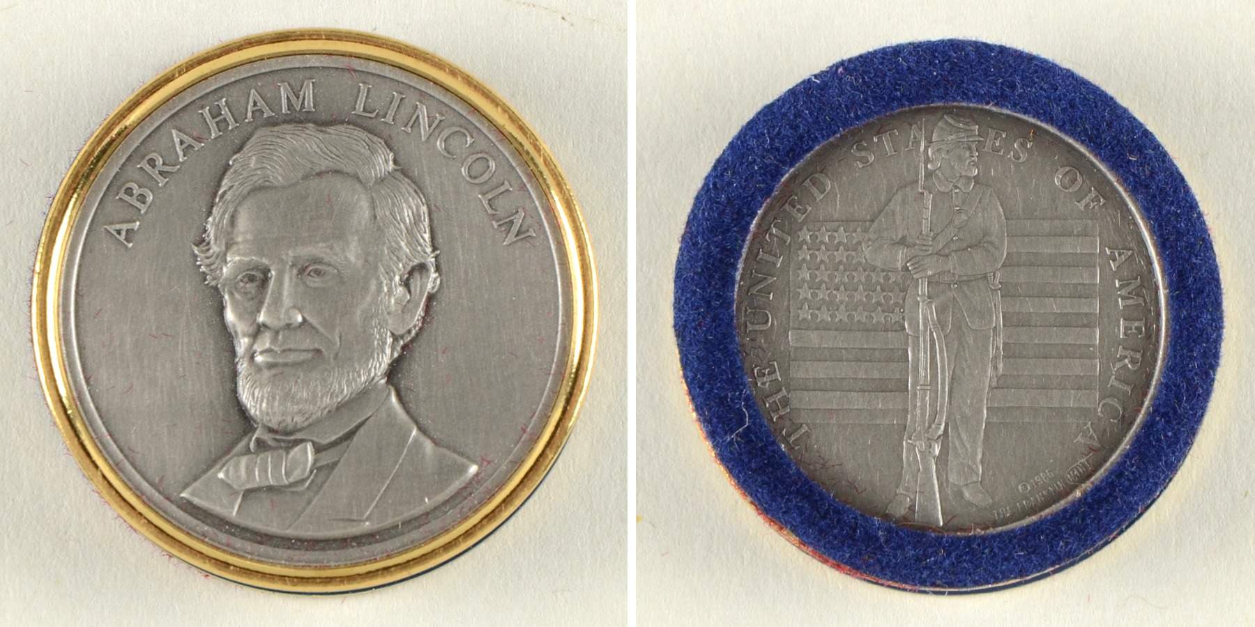 Civil War Checkers Set Abraham Lincoln-Blue - No Box by Franklin Mint-1