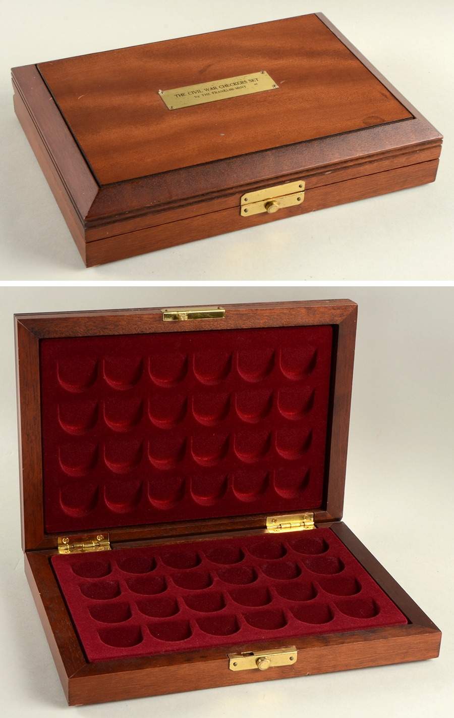 Civil War Checkers Set Wood Checkers Display Box - No Box by Franklin Mint-1