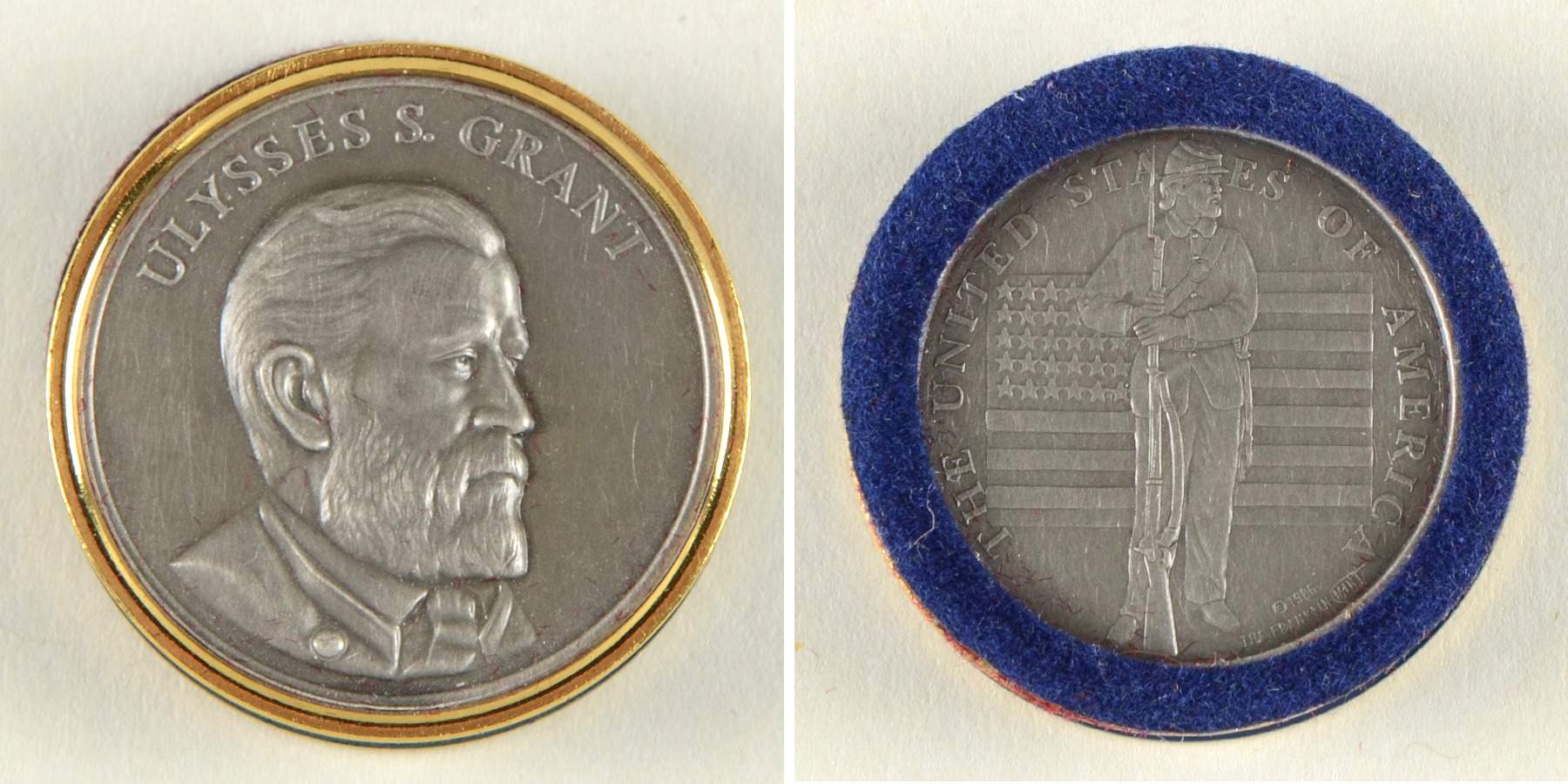 Civil War Checkers Set Ulysses Grant-Blue - No Box by Franklin Mint-1