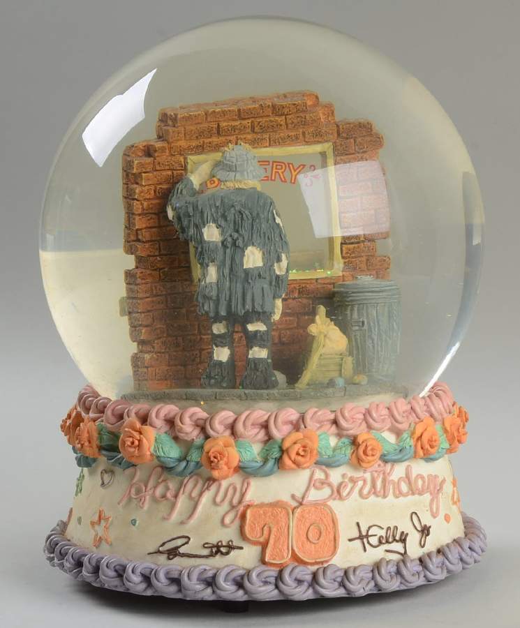 Emmett Kelly Jr Snowglobe Bakery-70th Birthday - No Box by Flambro-1