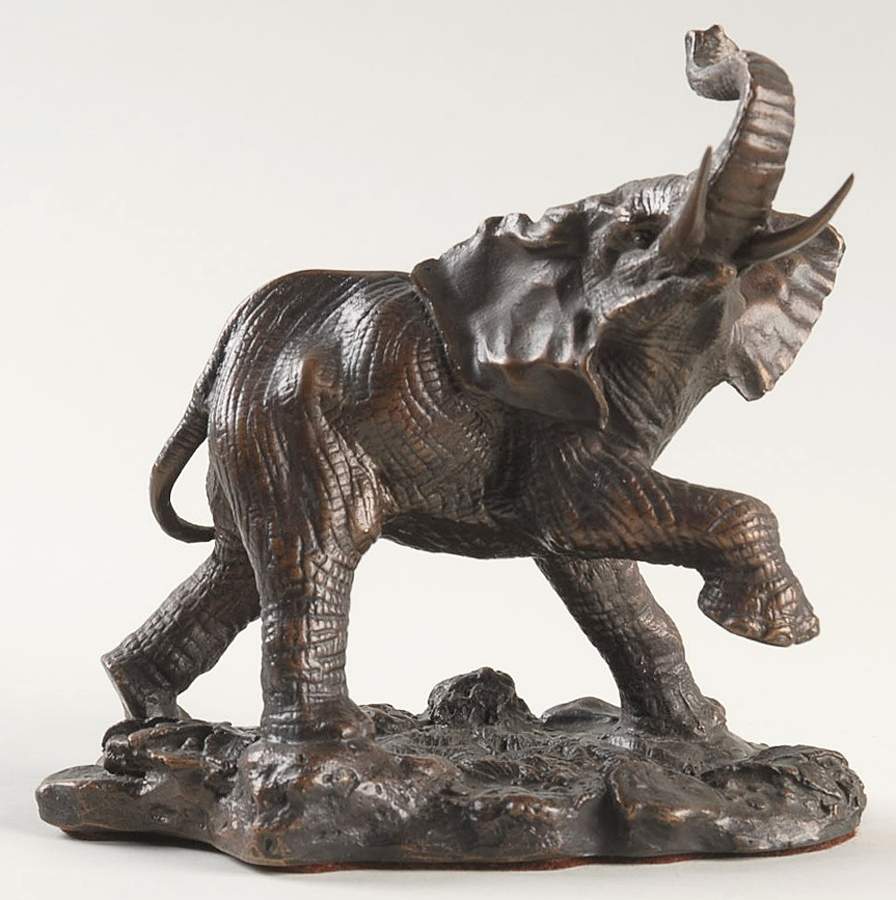 The Official African Wildlife Bronzes African Elephant - No Box by Franklin Mint-1