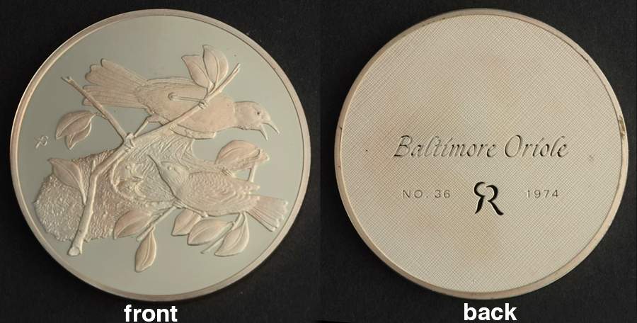 Roberts Birds Baltimore Oriole - No Box by Franklin Mint-1