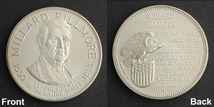 Presidential Medallion Sterling Millard Fillmore - No Box by Franklin Mint-1