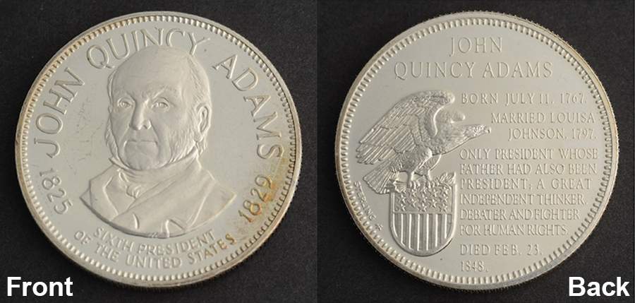 Presidential Medallion Sterling John Quincy Adams - No Box by Franklin Mint-1