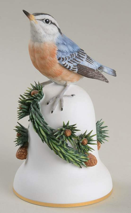 Bird Bells-Porcelain Nuthatch - No Box by Franklin Mint-1