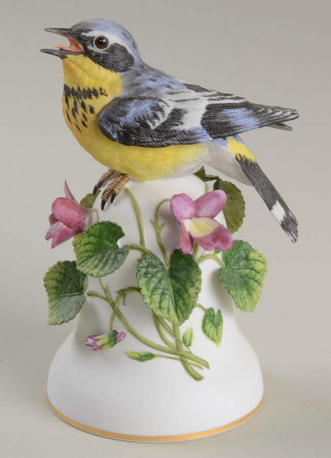 Bird Bells-Porcelain Magnolia Warbler - No Box by Franklin Mint-1