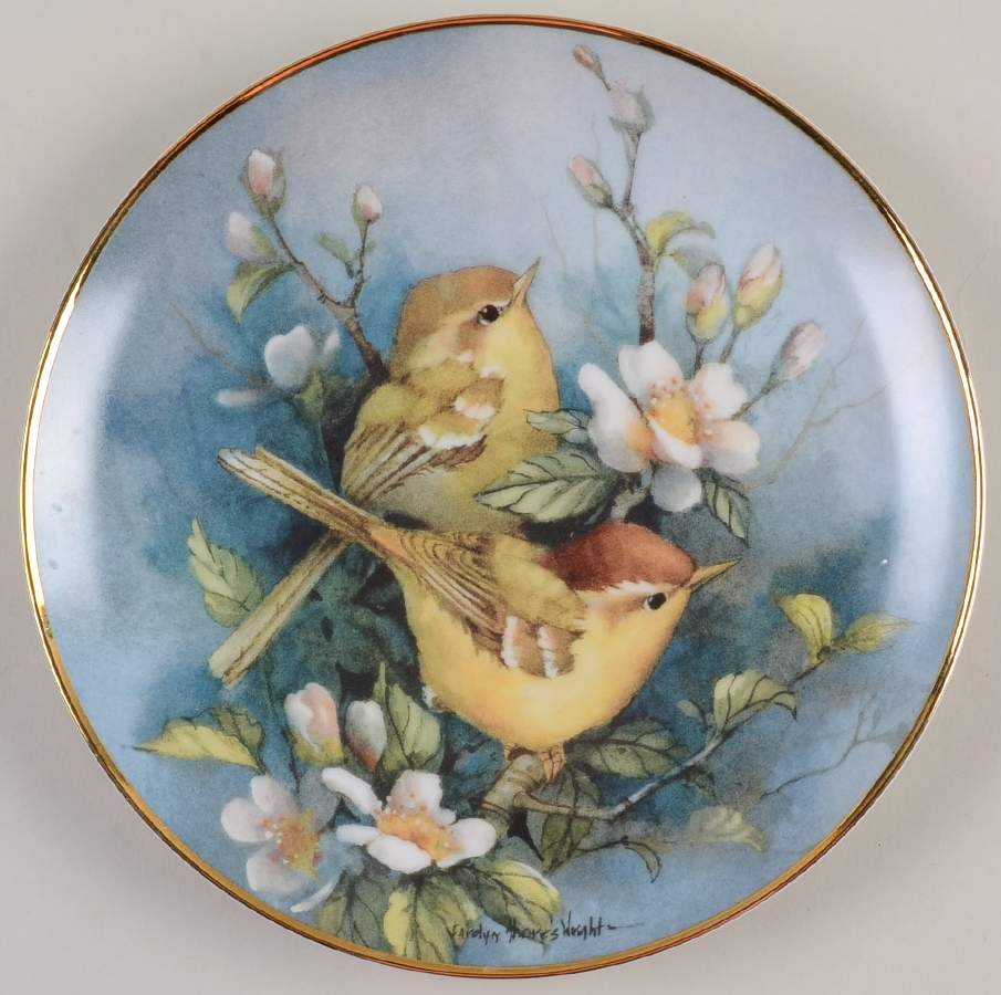 Carolyn Shores Wright Birds Melody In Bloom - No Box by Franklin Mint-1