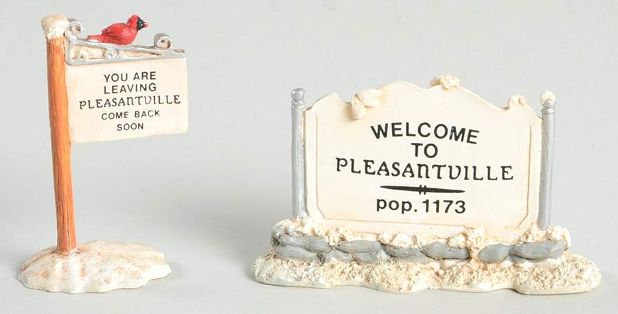 Pleasantville 1893 Welcome And Leaving Signs - With Box by Flambro-1