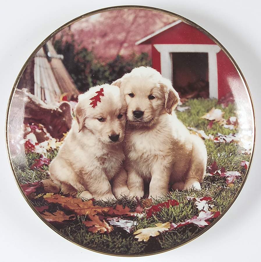 Golden Retrievers Fall In Love - No Box by Franklin Mint-1